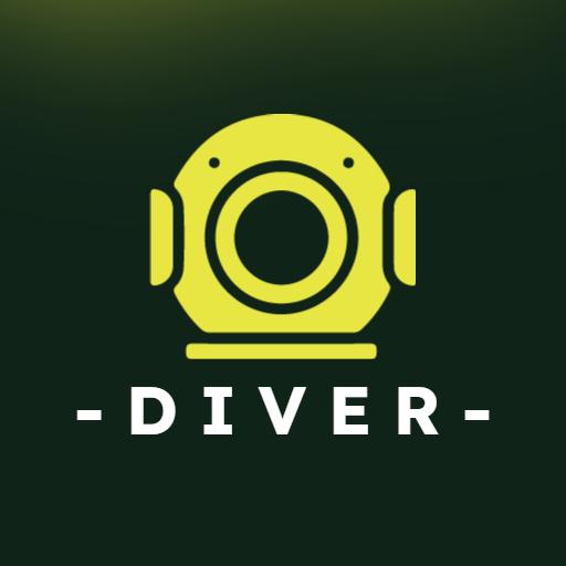 Bright Yellow Diver Helmet Representing Underwater Exploration Logo Template