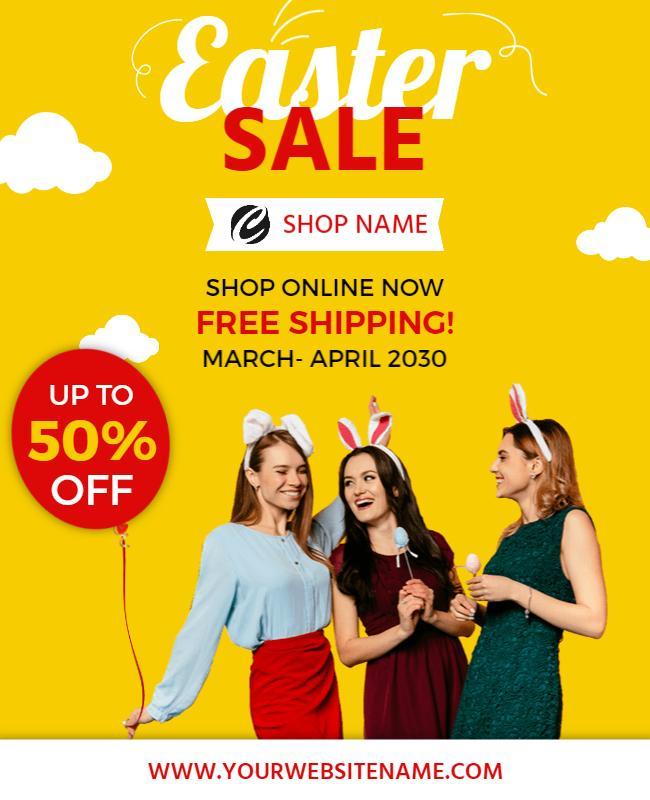Bright Yellow Easter Sale Celebration Poster Template