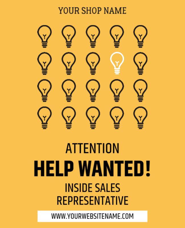 Bright Yellow Eye-Catching Help Wanted Job Flyer Template