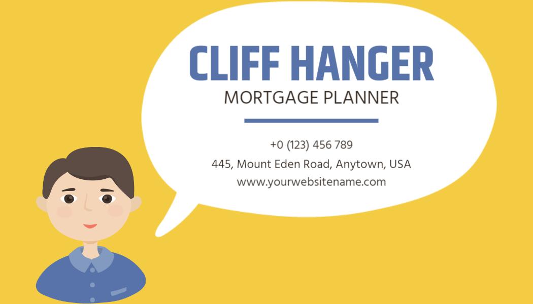 Bright Yellow Financial Service Mortgage Planner Visiting Card Template