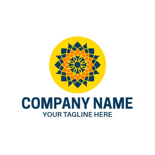 Bright Yellow Floral Mandala Design Representing Tiles Logo Template