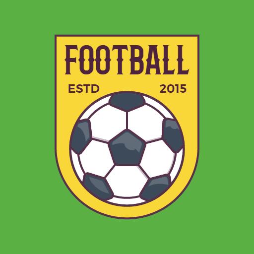 Bright Yellow Football Badge Featuring Classic Soccer Icon Logo Template