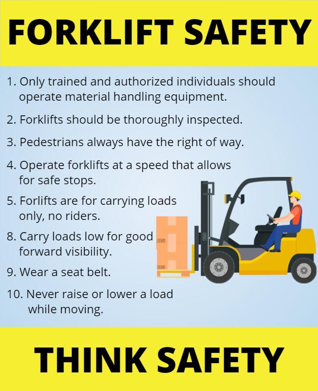 Bright Yellow Forklift Safety Awareness Guidelines Poster Template