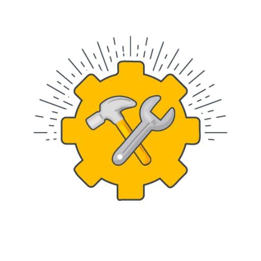 Bright Yellow Gear and Tools Representing Industrial Services Logo Template