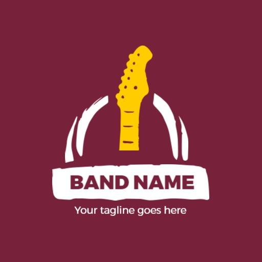 Bright Yellow Guitar Design Showcasing Your Band Logo Template