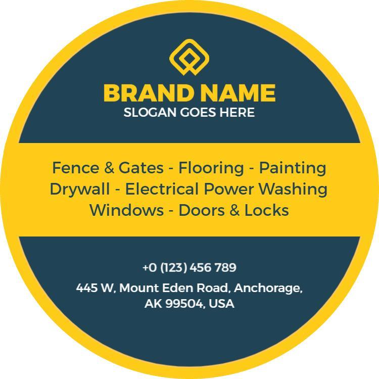 Bright Yellow Handyman Services Business Card Template
