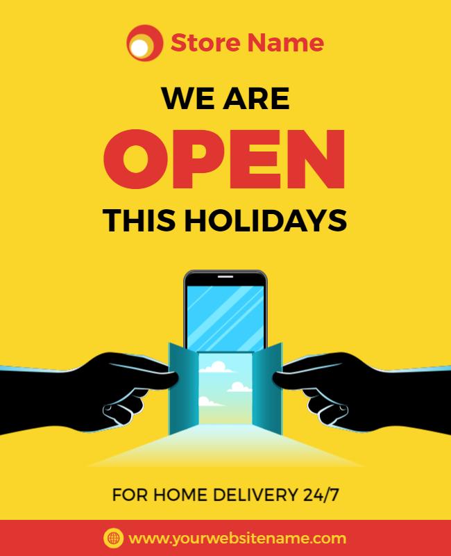 Bright Yellow Holiday Home Delivery Announcement Poster Template