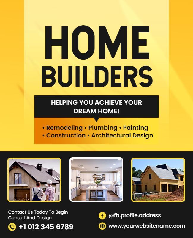 Bright Yellow Home Builders Services Promotion Flyer Template