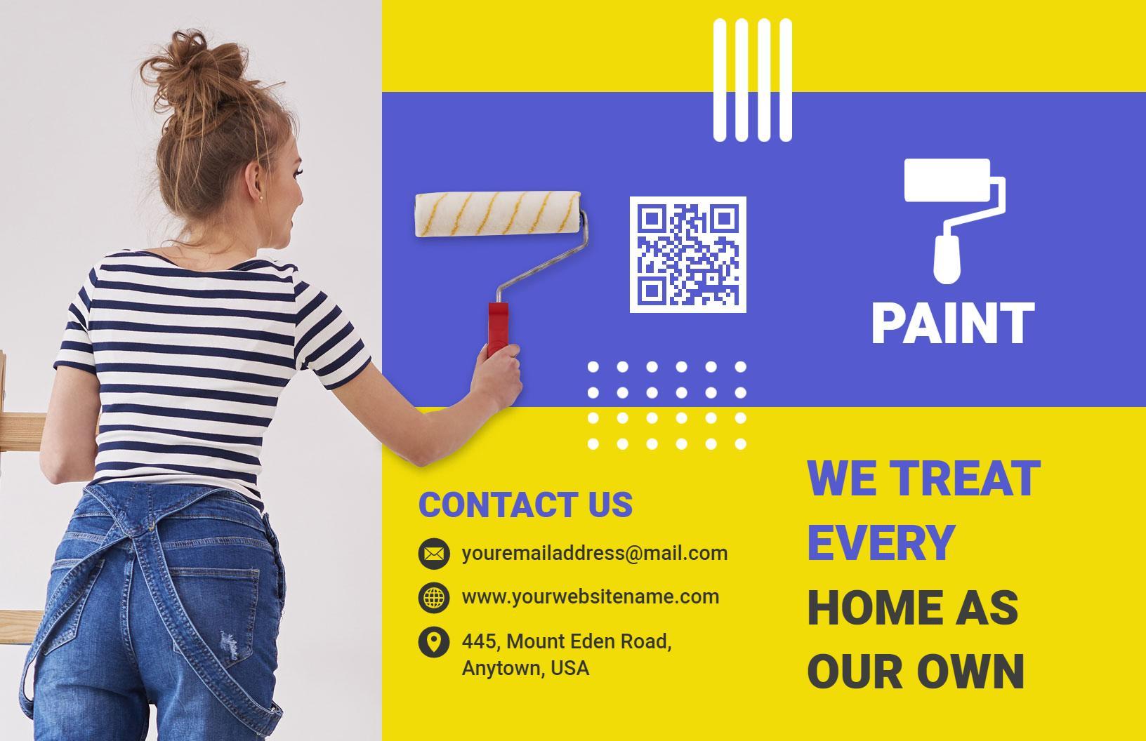 Bright Yellow Home Painting Services Free Estimates Brochure Template