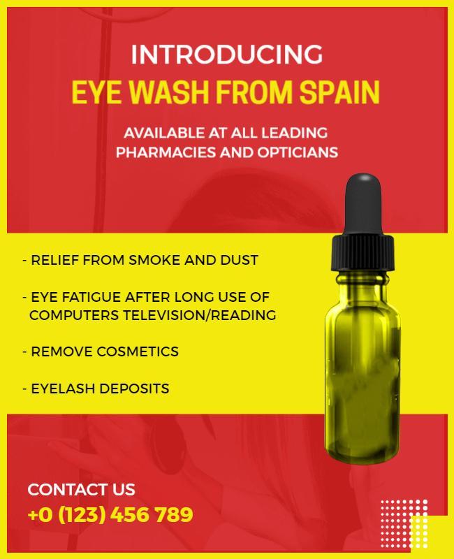 Bright Yellow Introduction for Eye Wash Product Poster Template