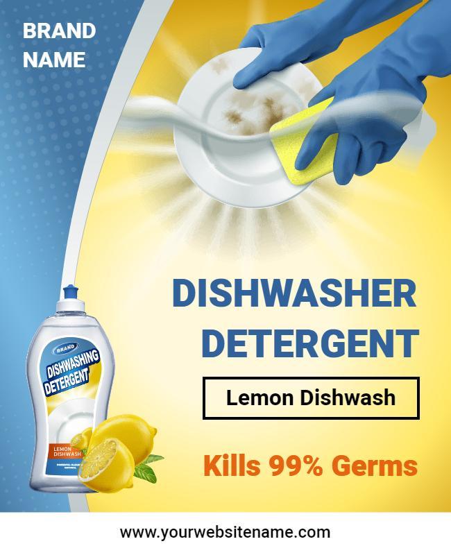 Bright Yellow Lemon Dishwashing Detergent Poster Template