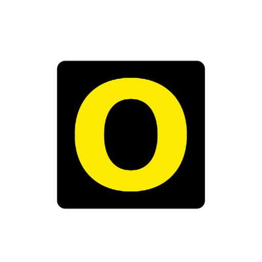 Bright Yellow Letter O Design on Black Background Logo Template