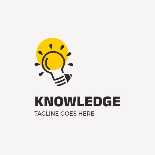 Bright Yellow Light Bulb Symbolizing Knowledge Growth Logo Template