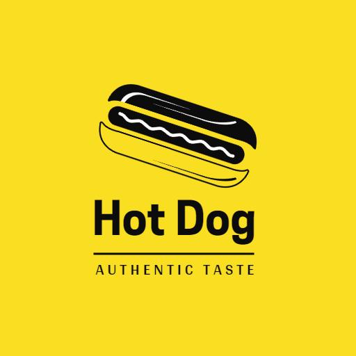Bright Yellow Logo Featuring Authentic Hotdog Design Logo Template
