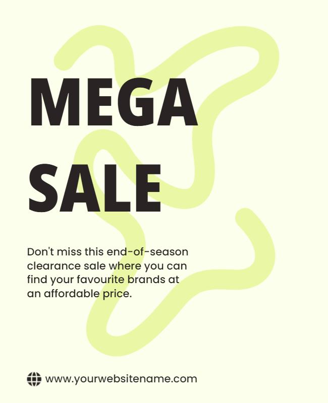 Bright Yellow Minimalist End-of-Season Mega Sale Poster Template