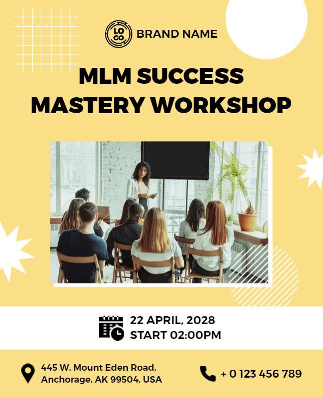 Bright Yellow MLM Success Mastery Workshop Poster Template