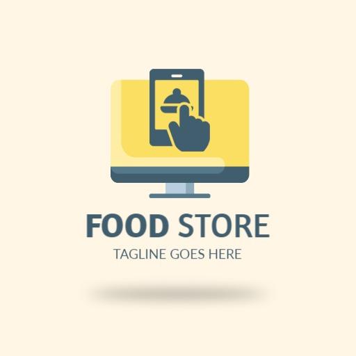 Bright Yellow Online Ordering Experience for Food Store Logo Template