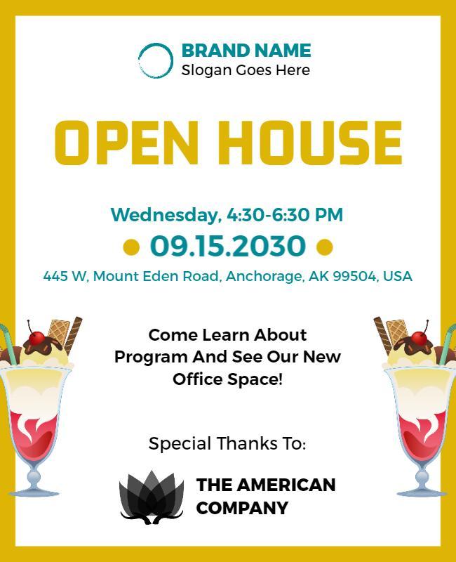 Bright Yellow Open House Invitation Event Poster Template