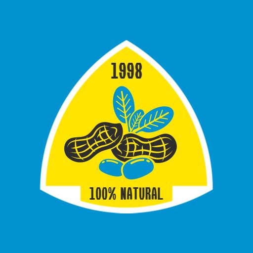 Bright Yellow Peanut Design Showcasing 100% Natural Quality Logo Template