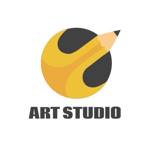 Bright Yellow Pencil Design Showcasing Art Studio Creativity Logo Template
