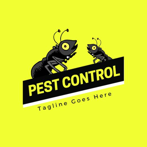Bright Yellow Pest Control Ants Fighting Against Infestation Logo Template