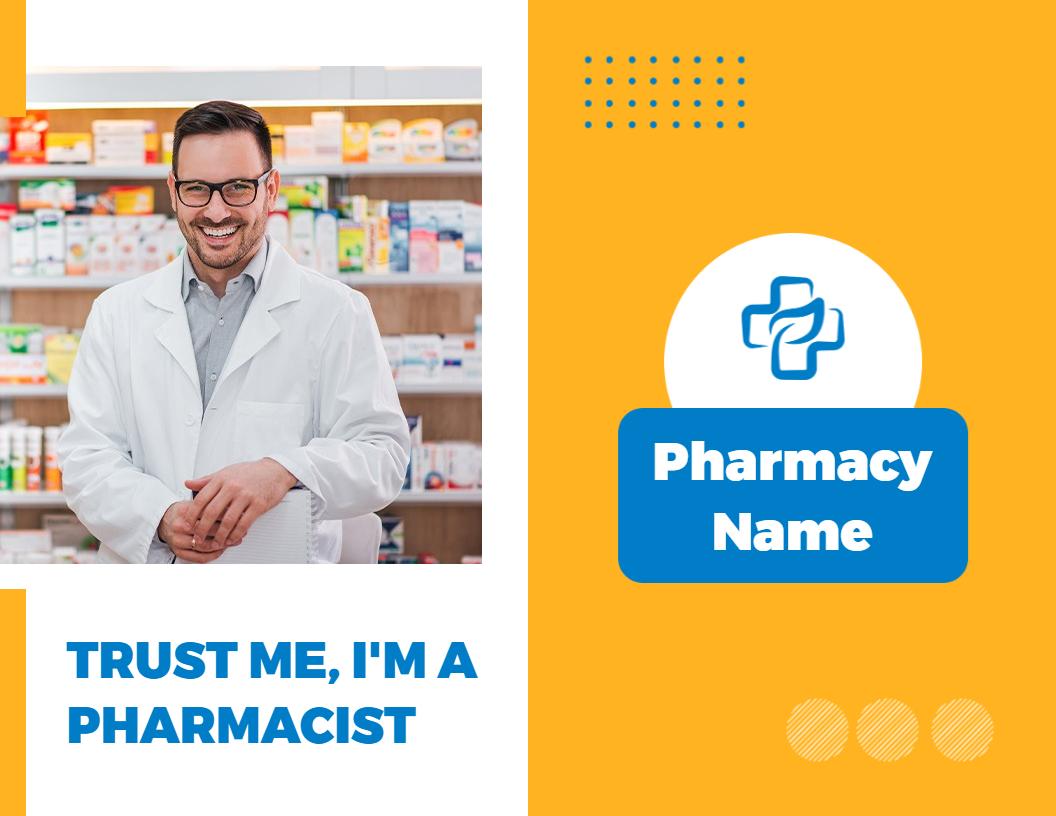 Bright Yellow Pharmacy Services and Health Care Brochure Template