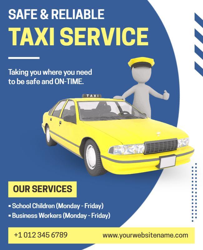 Bright Yellow Reliable Taxi Service Advertisement Poster Template