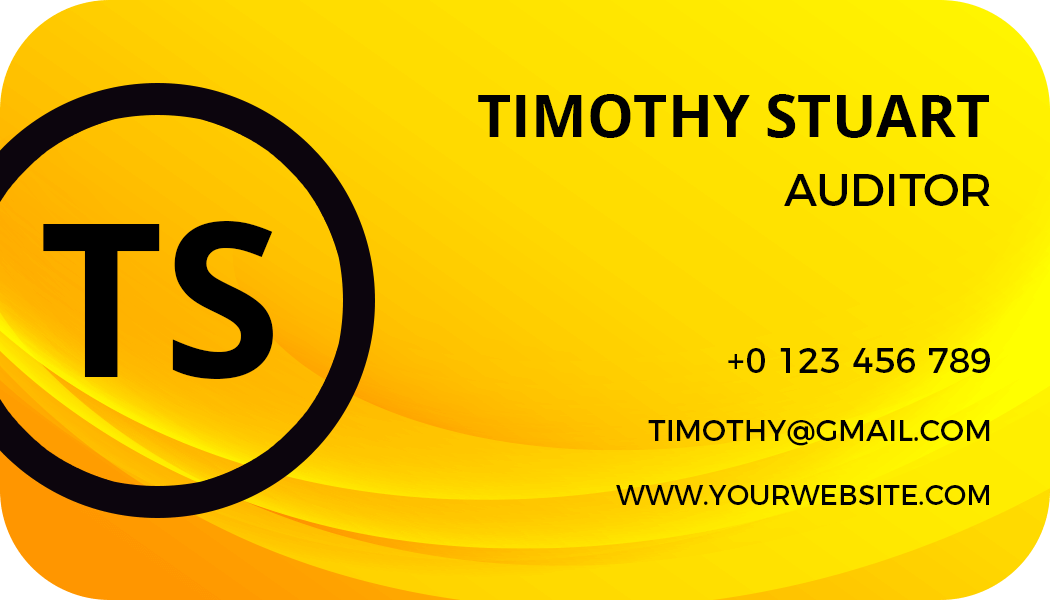 Bright Yellow Rounded Corner Auditor Business Card Template