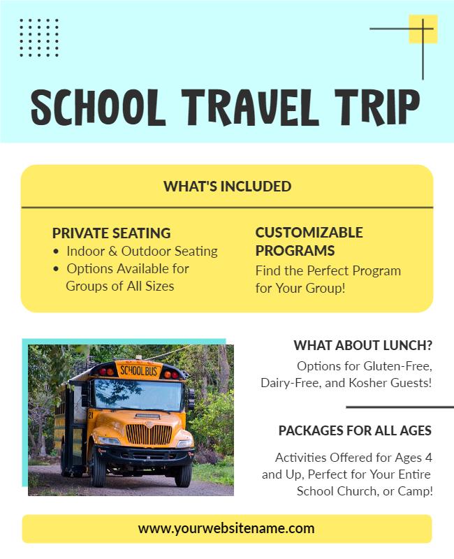 Bright Yellow School Travel Trip Adventure Poster Template