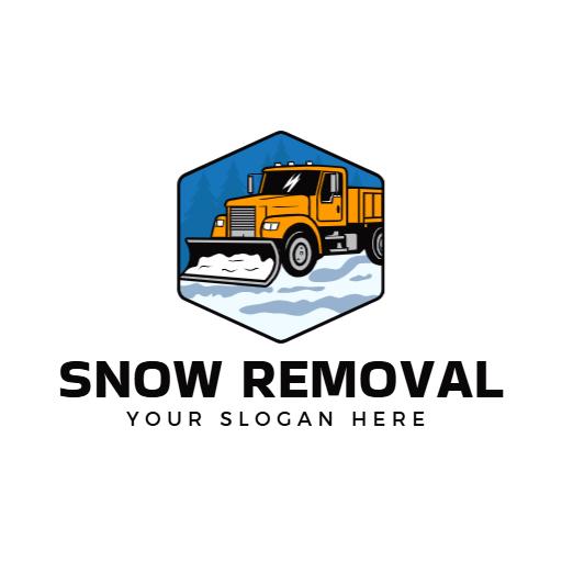 Bright Yellow Snow Truck Clearing Winter Roads Logo Template