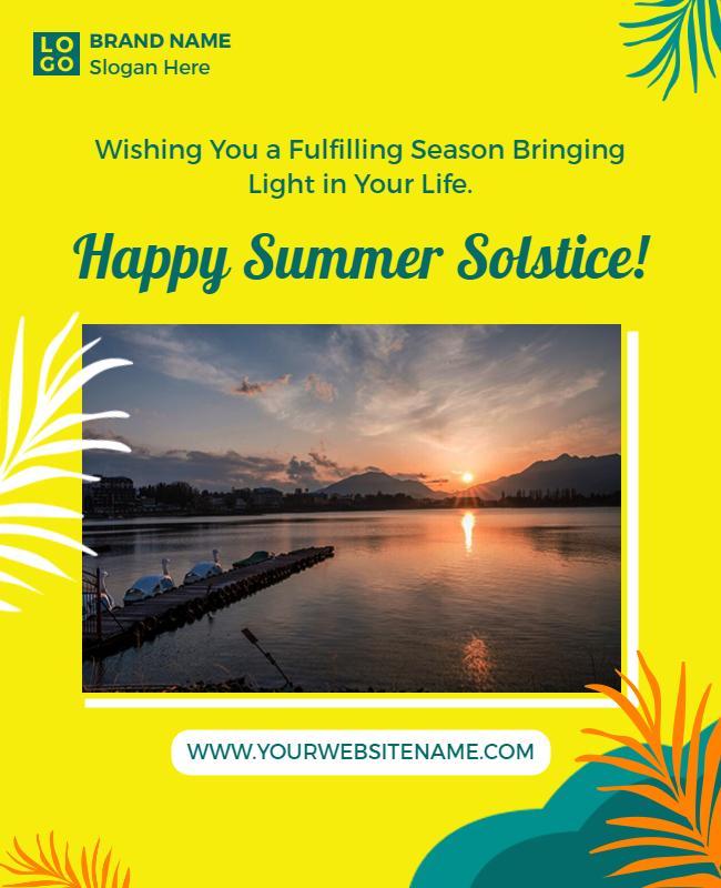 Bright Yellow Summer Solstice Celebration Poster Template