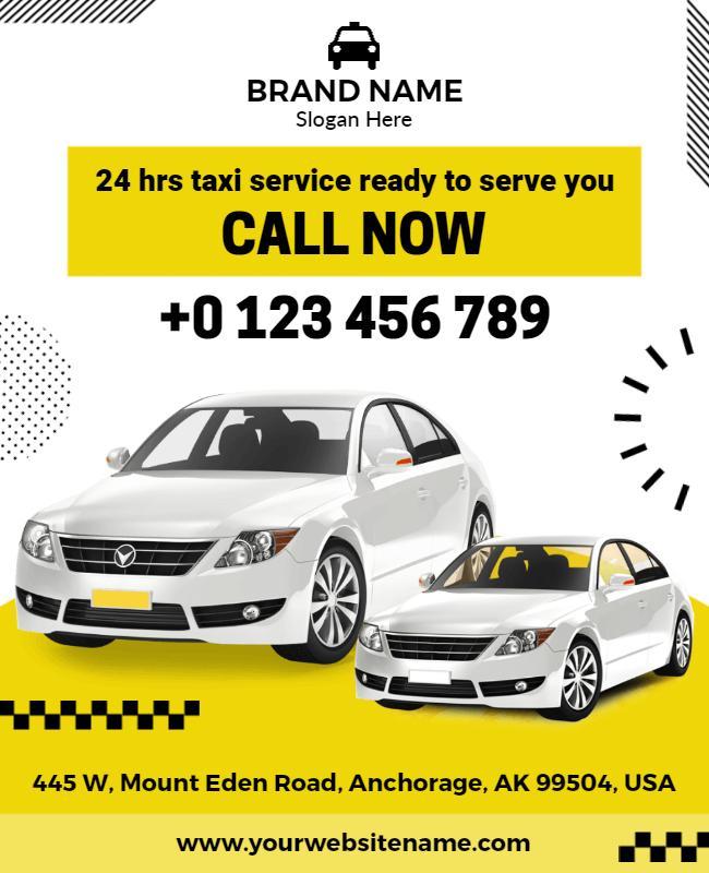Bright Yellow Taxi Service Call Now Poster Template