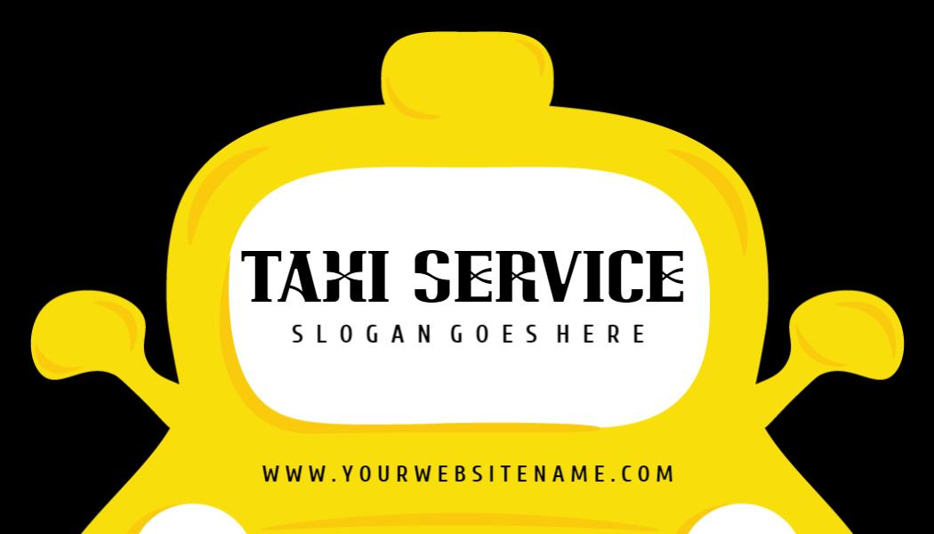Bright Yellow Taxi Service Contact Information Business Card Template