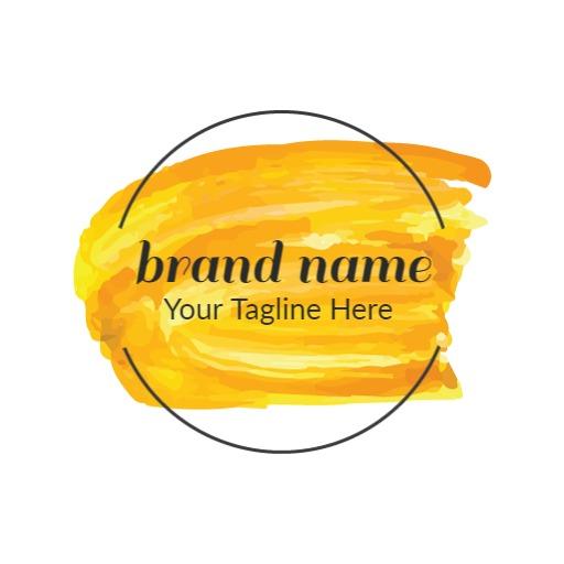 Bright Yellow Watercolor Brush Stroke for Creative Branding Logo Template