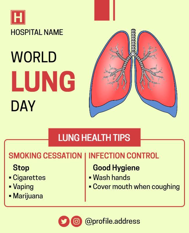 Bright Yellow World Lung Day Health Awareness Poster Template