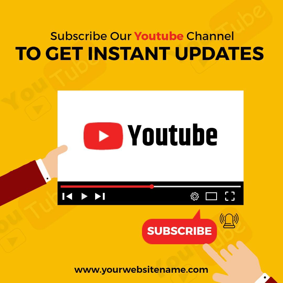 Bright Yellow YouTube Channel Subscription Call to Action Ad Template
