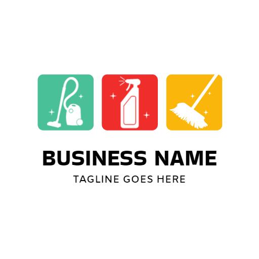 Brightly Colored Icons for a Professional Cleaning Service Logo Template