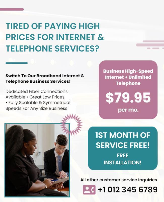 Broadband Internet and Telephone Service Flyer Template