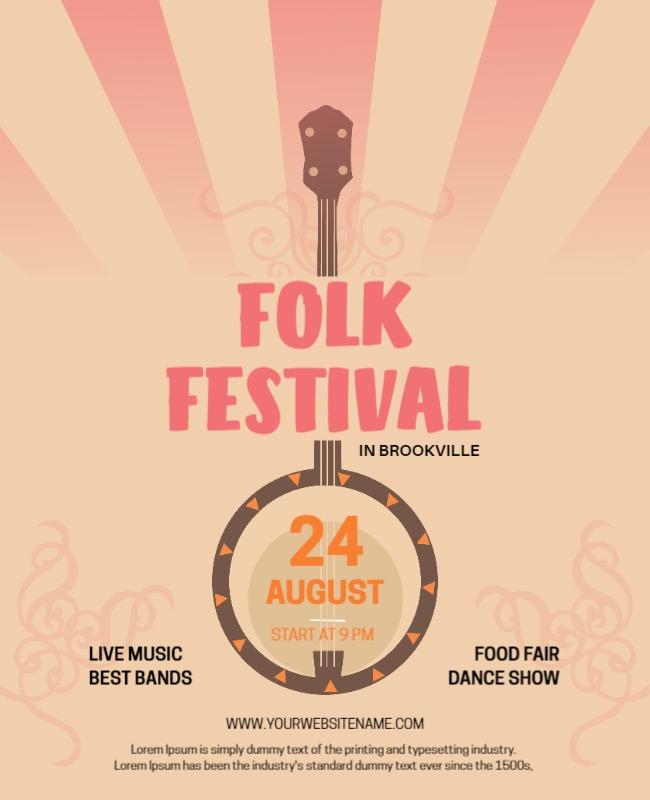 Brookville Folk Festival Music Event Flyer Template