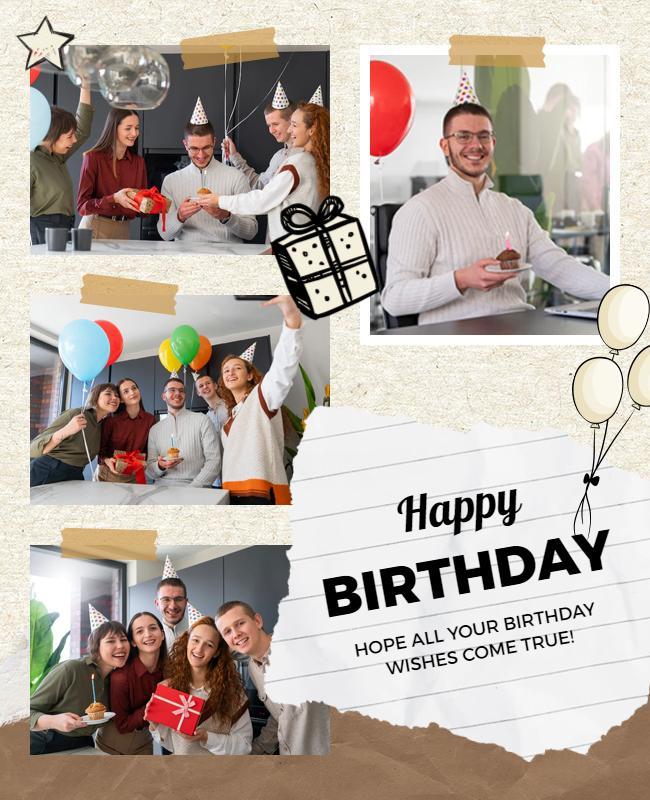 Brown and Beige Papercut Texture Corporate Birthday Flyer Template