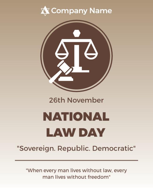 Brown Themed National Law Day Celebration Poster Template