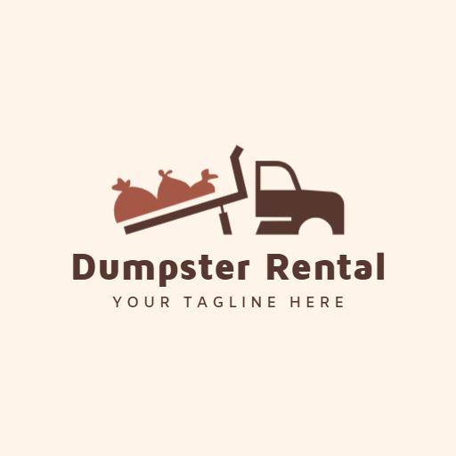 Brown Truck Carrying Waste Represents Dumpster Rental Logo Template