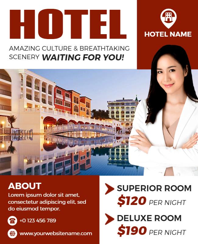 Browne and White Hotel Flyer Template