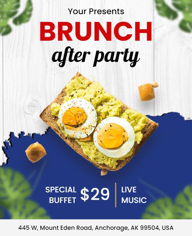 Vibrant Blue Brunch After Party Celebration Flyer Template