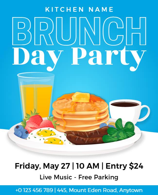 Brunch Day Party with Live Music Flyer Template