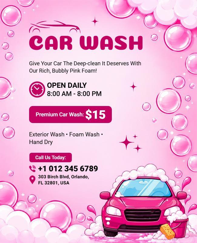 Bubble Foam Car Wash Service Flyers Template