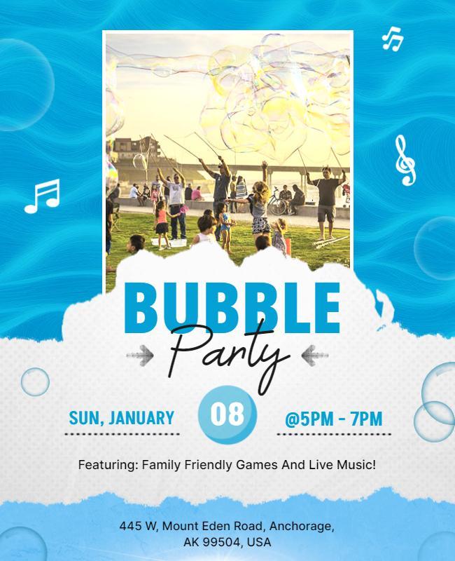 Bubble Party with Live Music Flyer Template