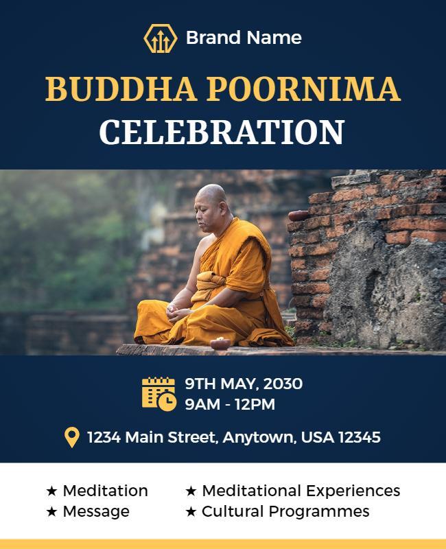 Buddha Poornima Meditation Celebration Flyer Template