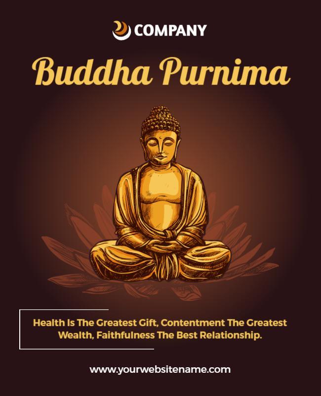 Serene Gold Buddha Purnima Celebration Flyer Template