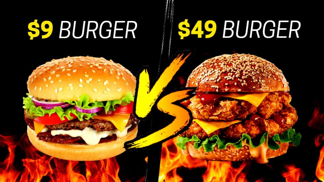 Budget Burger Showdown vs Gourmet Burger Food YouTube Thumbnail Template